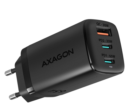 Ładowarka do smartfonów Axagon ACU-DPQ65, GaN 65W, 3x port, PD3.0/QC4+/PPS/Apple